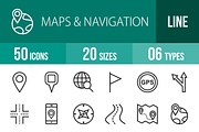 50 Maps & Navigation Line Icons, an Outline Icon by IconBunny