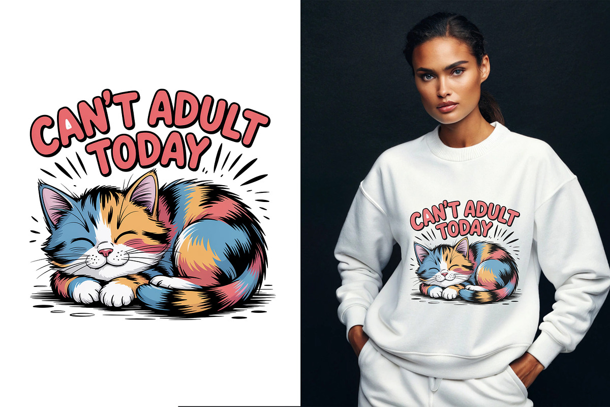 Cant Adult Today Cat PNG, an Animal Illustration by Unique Design Team (Photo 5 of 5)