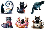 Cat Silhouette Love Coffee Clipart, an Illustration by Pixels.Craft (Thumbnail 5 of 8)