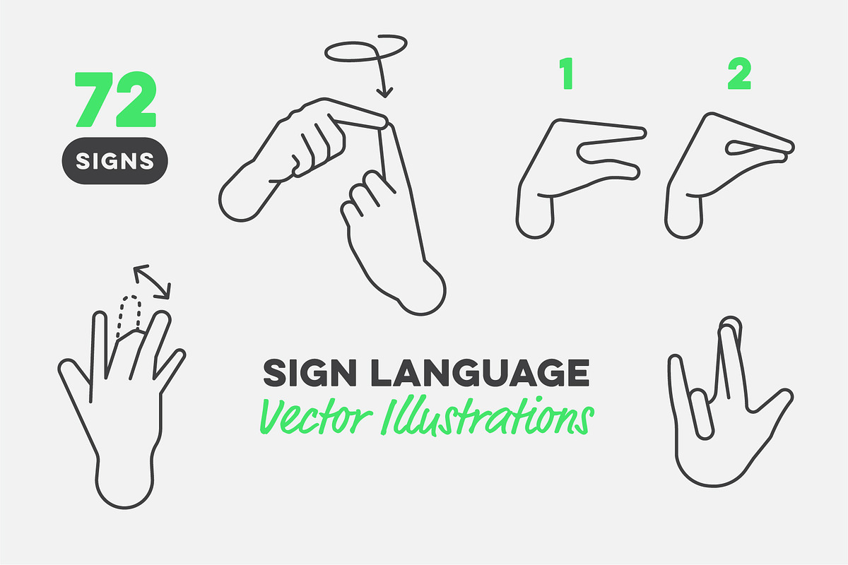 72 Sign Language Gestures, an Education Illustration by pkahraman (Photo 1 of 5)