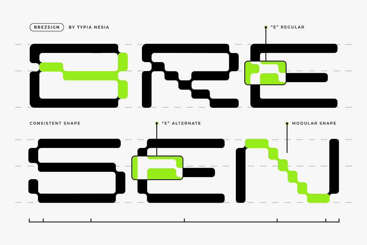 Brezsign - Modern Pixel Modular Sans, a Sans Serif Font by Typia Nesia (Photo 3 of 10)