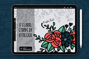 Floral Roses Procreate Stamp Kit