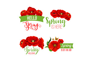 Vector Spring Time Greeting Quotes Poppy Flowers