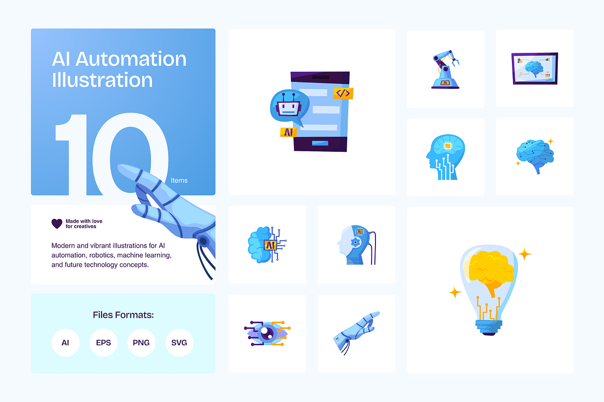 AI Automation Illustration Set, a Technology Illustration by YossyOneStd (Photo 2 of 3)