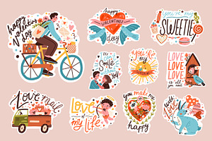 Valentine's day lettering stickers, a Decorative Illustration by Good Studio