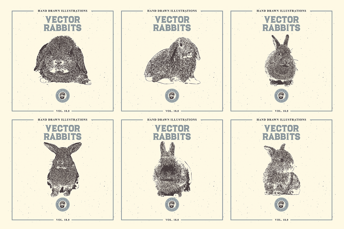 VECTOR RABBITS HAND DRAWN BUNDLE v18, an Animal Illustration by pawellpi (Photo 4 of 7)