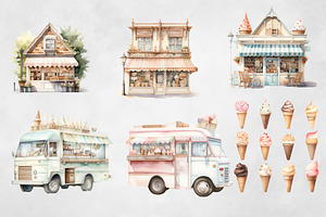 Ice Cream Boho Style Clipart