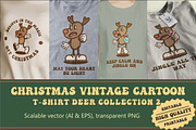 Christmas Deer Vintage Cartoon, an Illustration by vectstudio (Thumbnail 1 of 5)