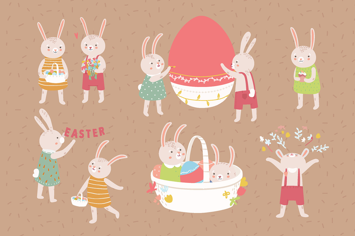 Easter rabbits set and cards, an Animal Illustration by Good Studio (Photo 2 of 8)