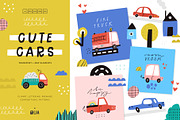 Cute Cars | Hand drawn clipart, a Transportation Illustration by Olia (Thumbnail 1 of 11)