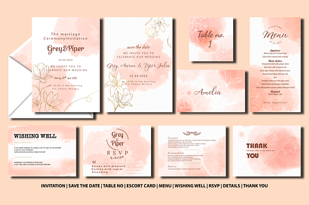 Pastel wedding stationery template