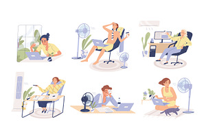 People working in heat set, a Person Illustration by Good Studio