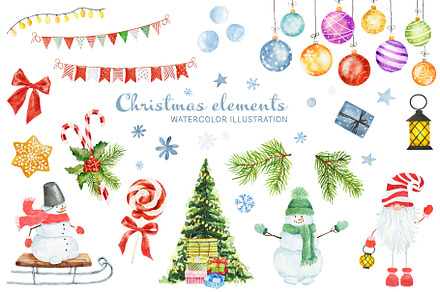 Watercolor Christmas illustrations