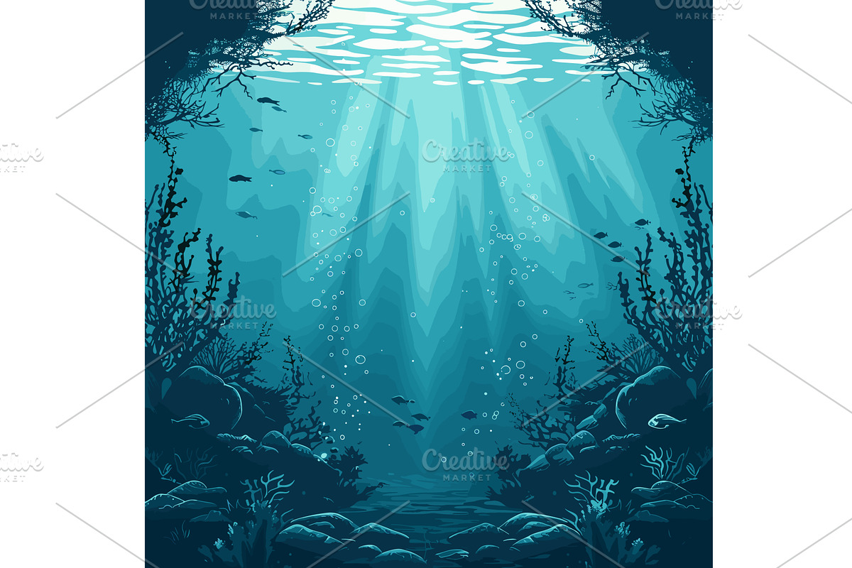 Underwater coral reef cartoon vector, an Illustration by Onyx