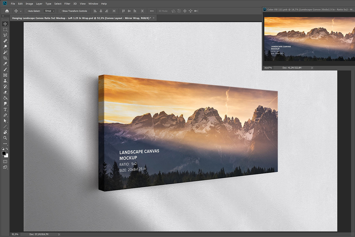 Landscape Canvas Ratio 5x2 Mockup, a Print Template by Mockups by Carlos Viloria (Photo 3 of 5)