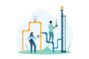 Gas pipeline system inspection pipe, an Illustration by Flashvector