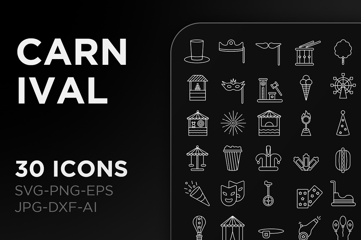 Outline carnival party icon pack, an Outline Icon by TiveCreate (Photo 2 of 4)