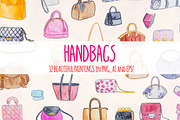 32 Womens Handbags Purses Watercolor, an Illustration by Violet LeBeaux (Thumbnail 1 of 3)