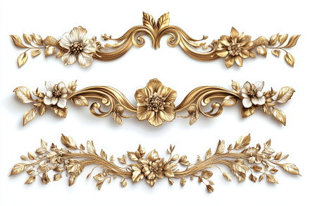 Elegant Golden Floral Ornaments Baro, an Abstract Photo by Pixeness