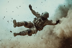Soldier falls on battlefield in slow, a Photo by Iftikhar Alam