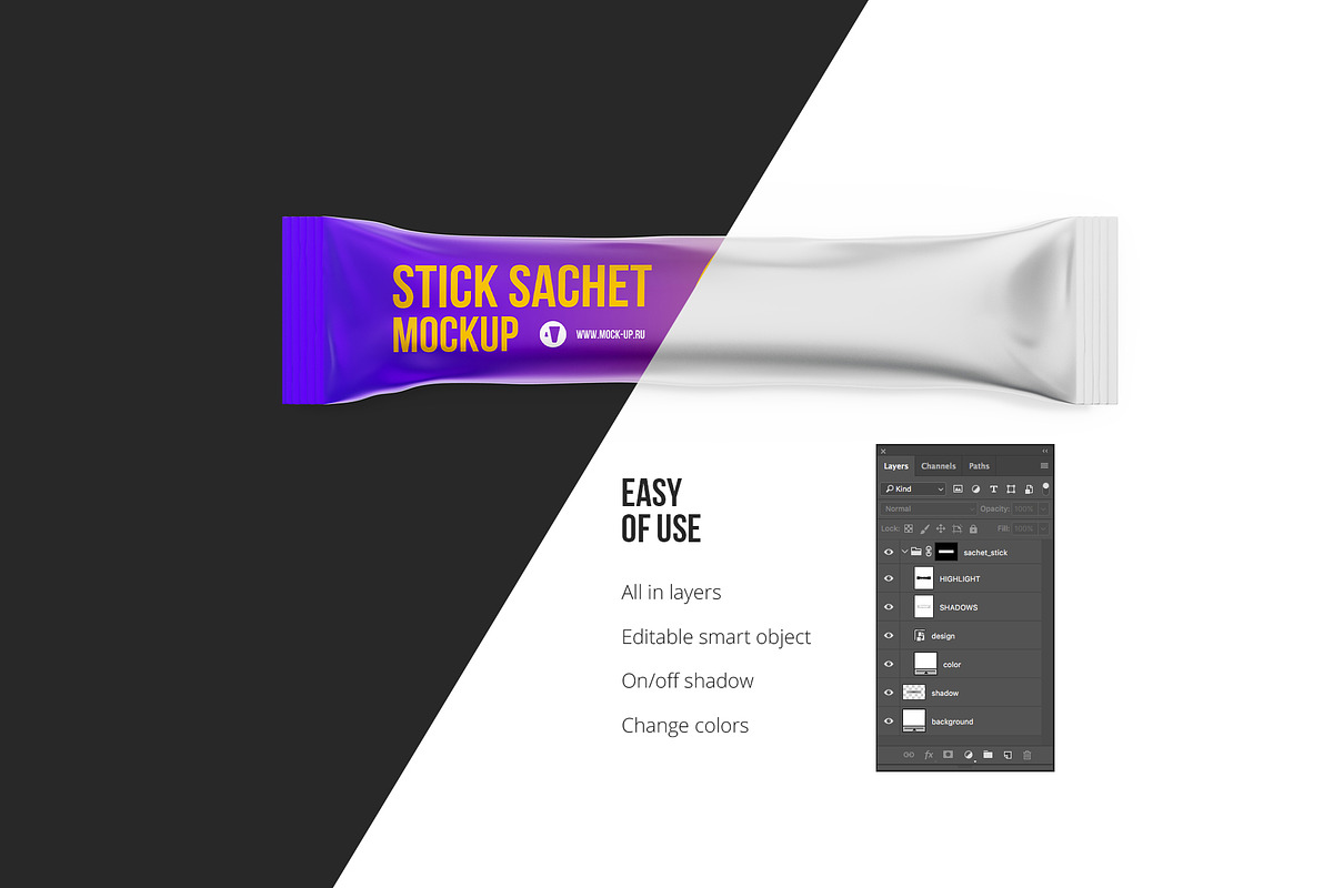 Stick Sachet Mockup. Coffee 3in1, a Packaging Mockup by easymock (Photo 5 of 8)