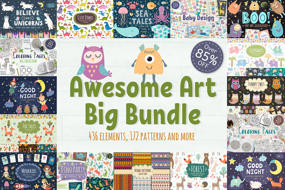 88% OFF! Awesome Graphic Bundle, an Animal Illustration by Gulnara Sabirova (Photo 1 of 28)