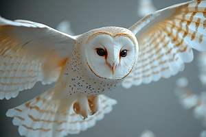 Beautiful owl flying with outstretched wings, an Animal Photo by AlyaAnd