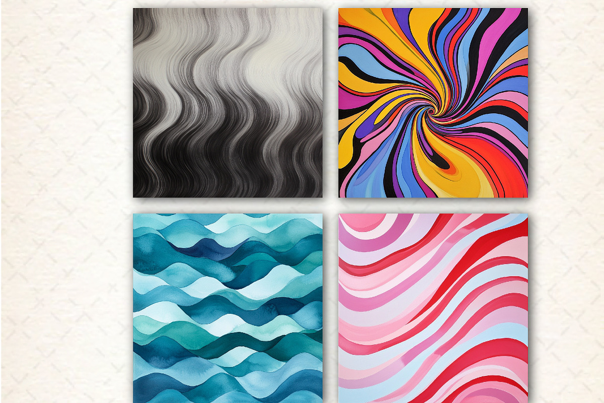 Abstract Waves Seamless Digital Patt, a Pattern Graphic by Libby Wishes (Photo 4 of 7)