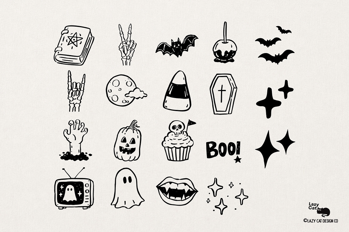 Halloween Hand-Drawn Doodles, an Object Graphic by Lazy Cat (Photo 7 of 7)