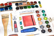 Art Supplies (watercolor elements), an Education Illustration by Daria's Magic World (Thumbnail 4 of 4)