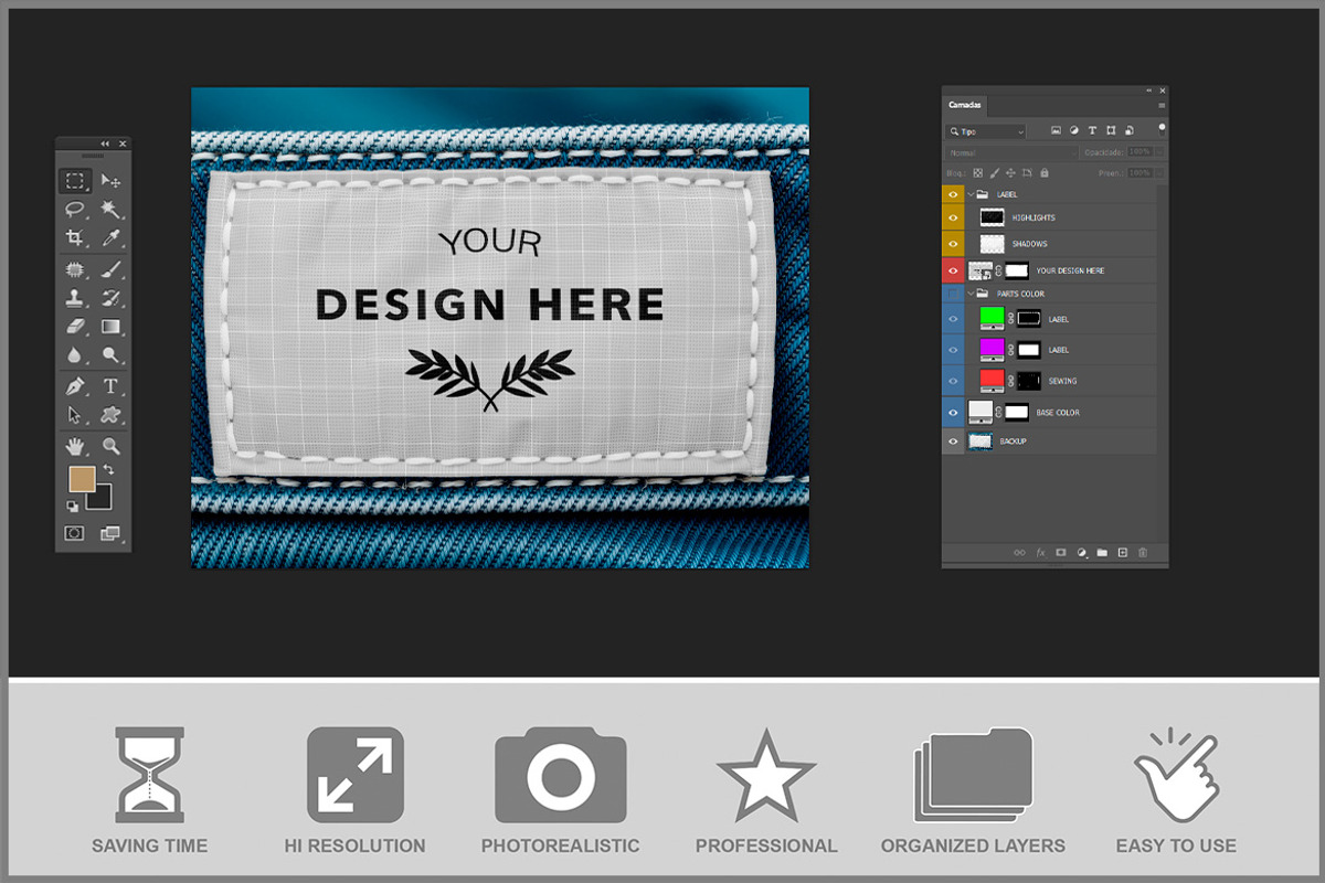 Denim Fabric Label PSD, a Product Mockup by Bruno's Shop (Photo 2 of 3)