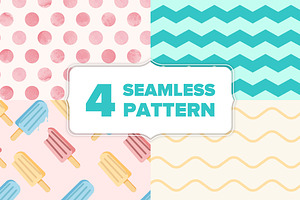Ice cream summer 4 seamless pattern