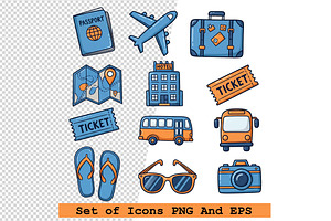 Set of travel lifestyle icons vector, an Icon by one-touch