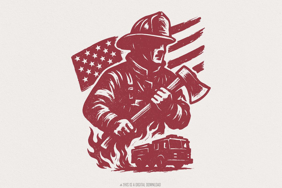 Firefighter PNG, American Flag, an Illustration by SharpMarketplace (Photo 1 of 9)