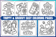 TRIPPY & GROOVY Coloring page Vol-01, a Decorative Illustration by Design Haven (Thumbnail 1 of 2)
