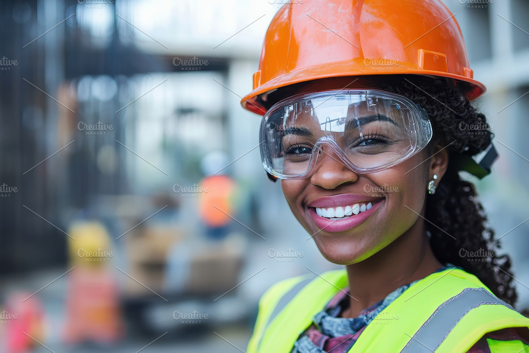 A female construction worker in PPE, a Photo by Pavel_design