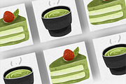 Matcha illustrations bundle, a Food Illustration by RizkaNurfazrina (Thumbnail 6 of 7)