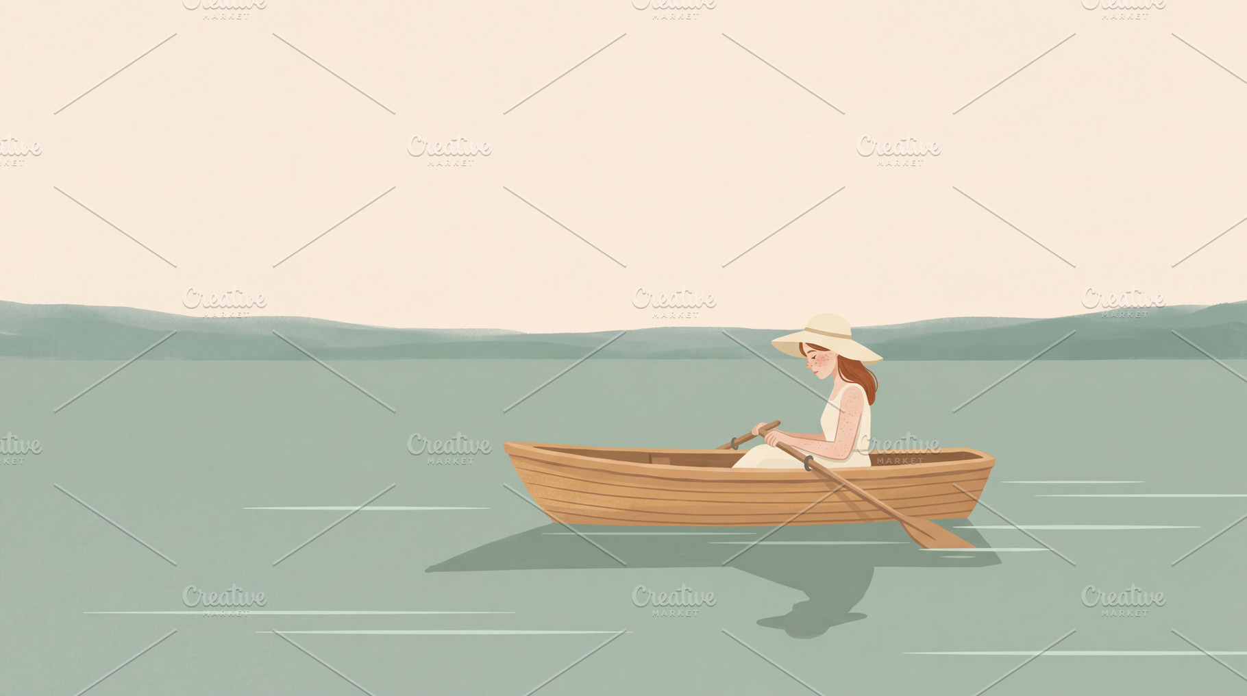 Peaceful Woman on Wooden Boat, a Photo by Virgo Studio