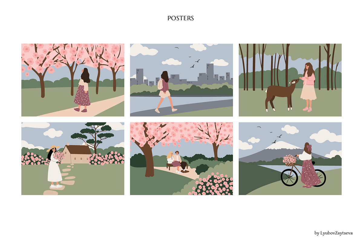 Blossom | Women in nature scenes, a Seasonal Illustration by LyubovZaytseva (Photo 7 of 19)