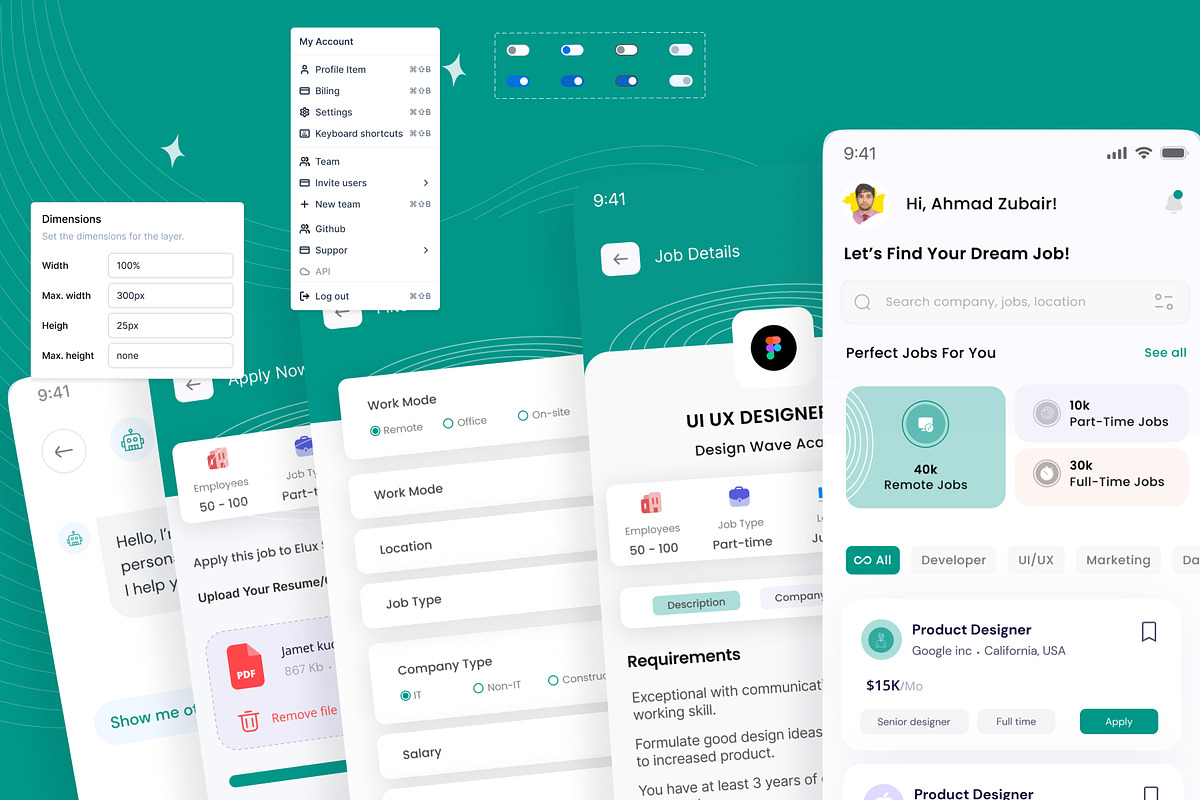 Job Finder Mobile App UI KIT, an UI Kit Template by Muhammad_Ahmad (Photo 5 of 6)