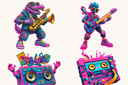 80s Neon Cartoon Clipart Bundle, an Object Illustration by BusyDaydesign (Thumbnail 5 of 9)