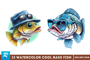 Cool Bass Fish Sublimation Clipart B