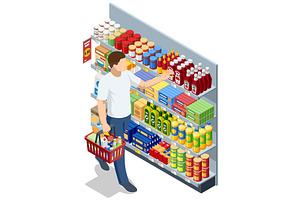 Isometric Supermarket Customer
