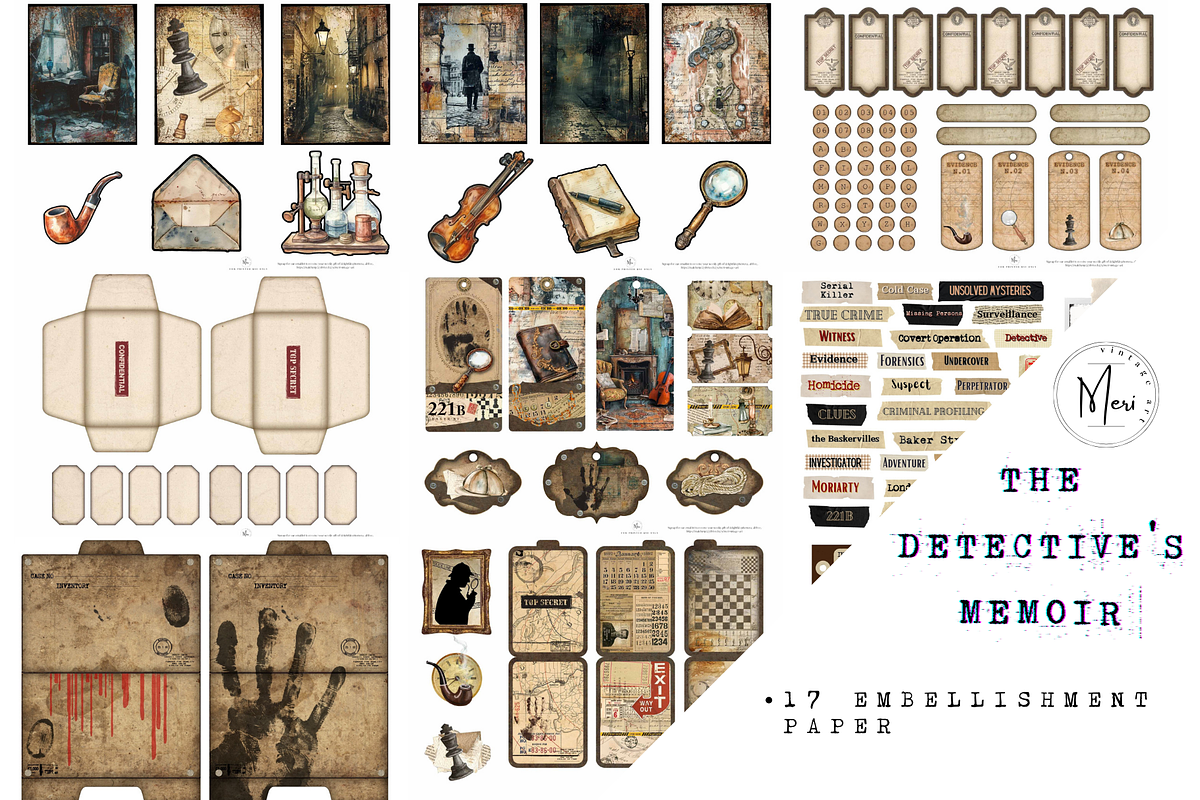 The Detective's Memoir junk journal, a Decorative Illustration by meribela (Photo 6 of 16)
