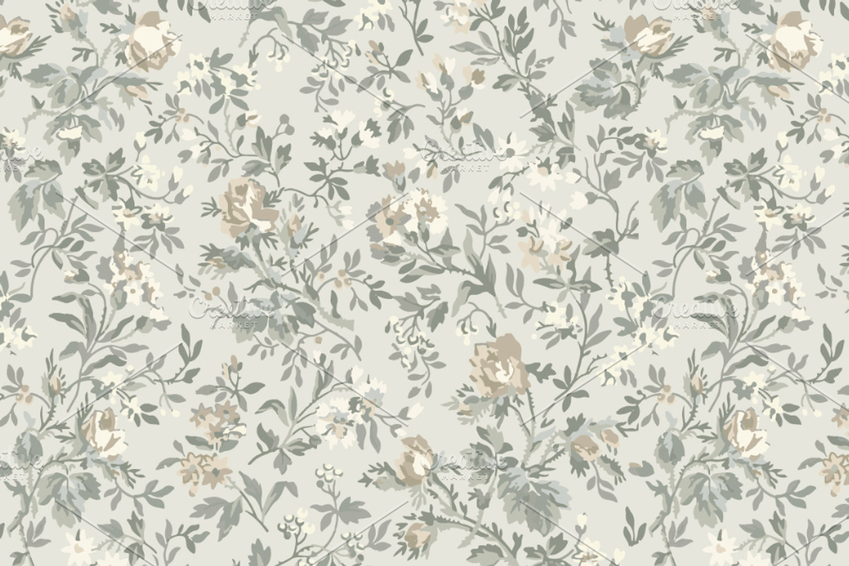 Light Sutton Blue Vintage Floral, a Pattern Graphic by Mieken Petra Designs (Photo 2 of 3)