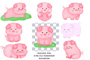 Cute Pig Watercolor Clipart Set, an Animal Illustration by Nattapohncha (Thumbnail 2 of 3)
