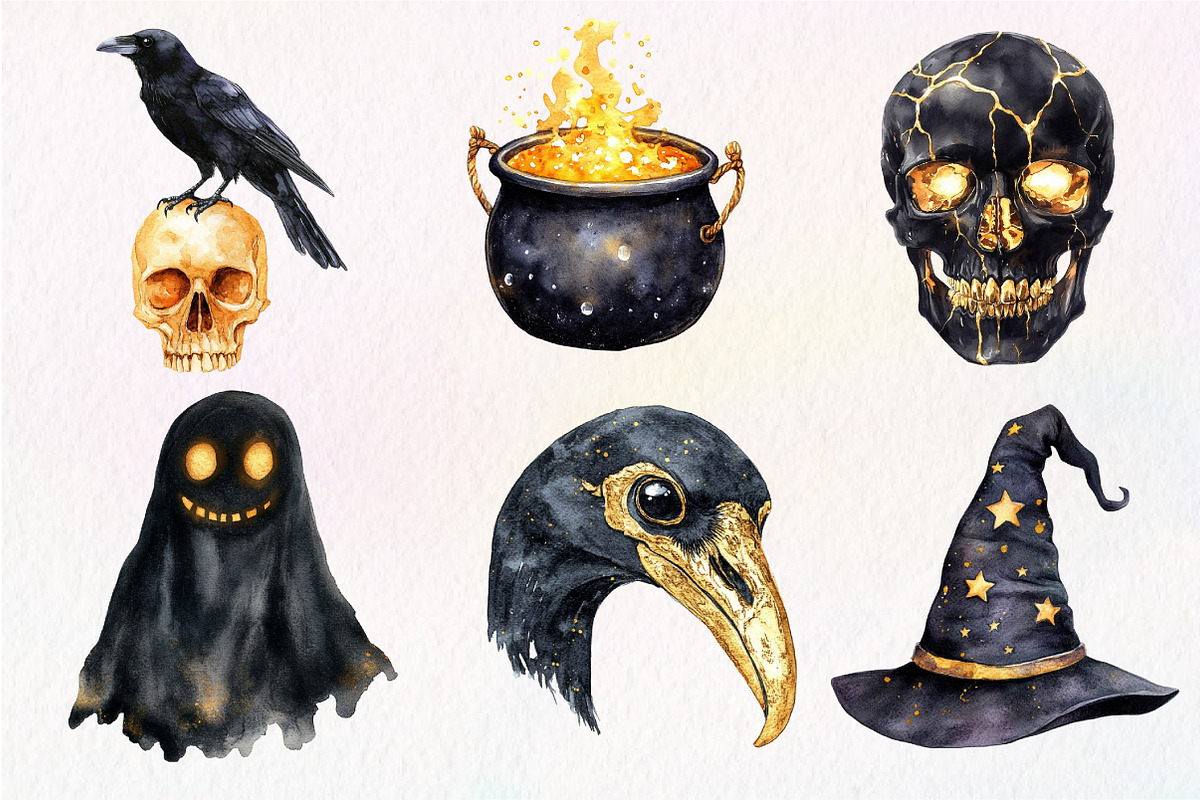 Vintage Creepy Halloween Clipart, an Illustration by Dream Creation (Photo 2 of 7)
