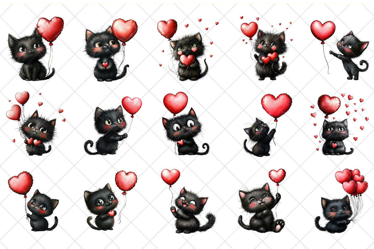 Quirky Black Cat And Red Balloon PNG, an Illustration by SinaCreation (Photo 2 of 7)