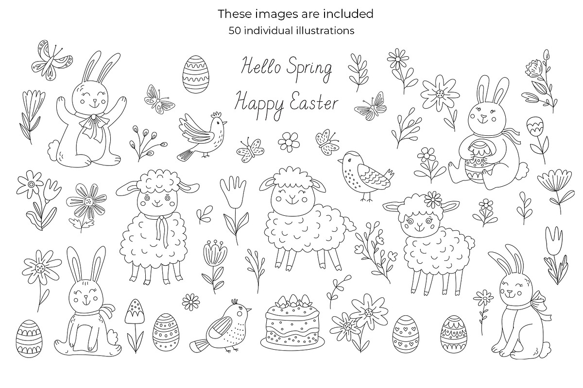 Easter Harmony Doodle Clipart, a Seasonal Illustration by Anna Druzhkova (Photo 2 of 16)