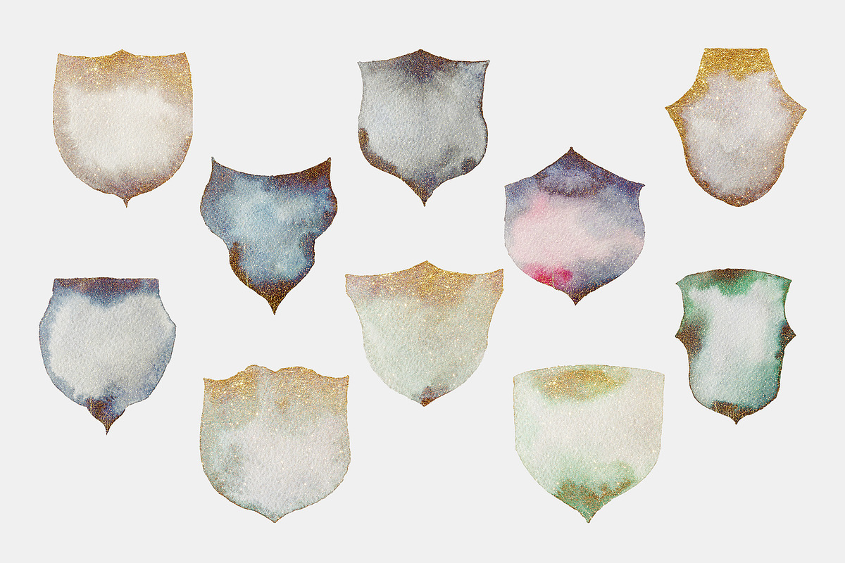 Gold Touched Watercolor Crests, an Object Graphic by OM Creativ (Photo 6 of 7)